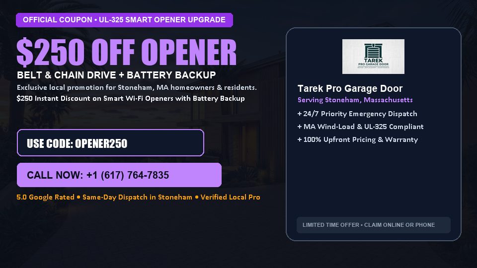 Tarek Pro Garage Door $250 OFF Premium LiftMaster Opener Installation in Stoneham, MA